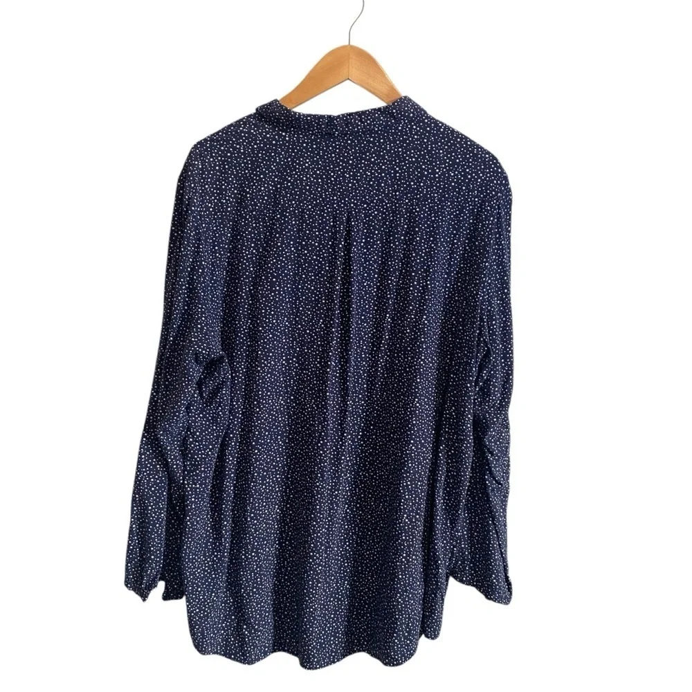 Joules Navy and White Star Print Long Sleeve Button Down Elvina Top Size US 14
